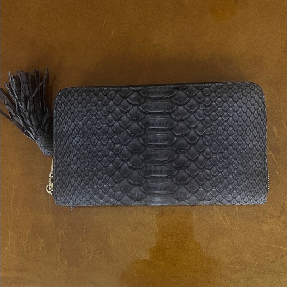 Bohemian Tassel Clutch Wallet Textured‎ Brown Leather